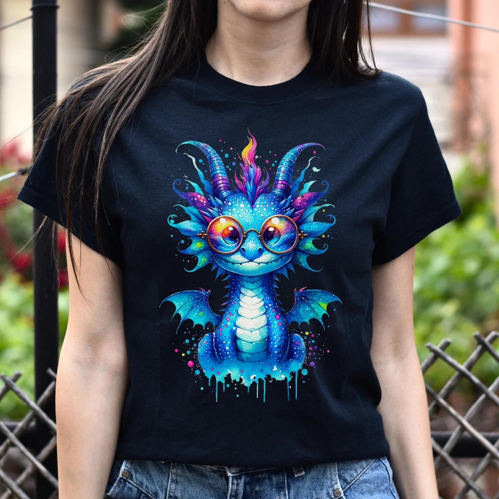 Cool cute Blue dragon 2024 Color Splash Unisex T-shirt Black Navy Dark Heather 2XL