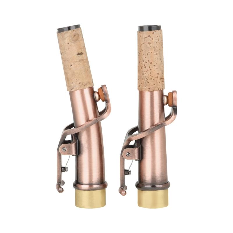

2Pcs/pack Saxophone Neck Brass Cork Wood Straight Curved Saxophone Neck Sets for Soprano Saxophone, Red Antique Color 1