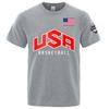 USA Basketballer Printed Street Casual T-Shirts Men Loose Oversize Clothing Breathable Cotton Short Sleeve Fashion Hip Hop Tees