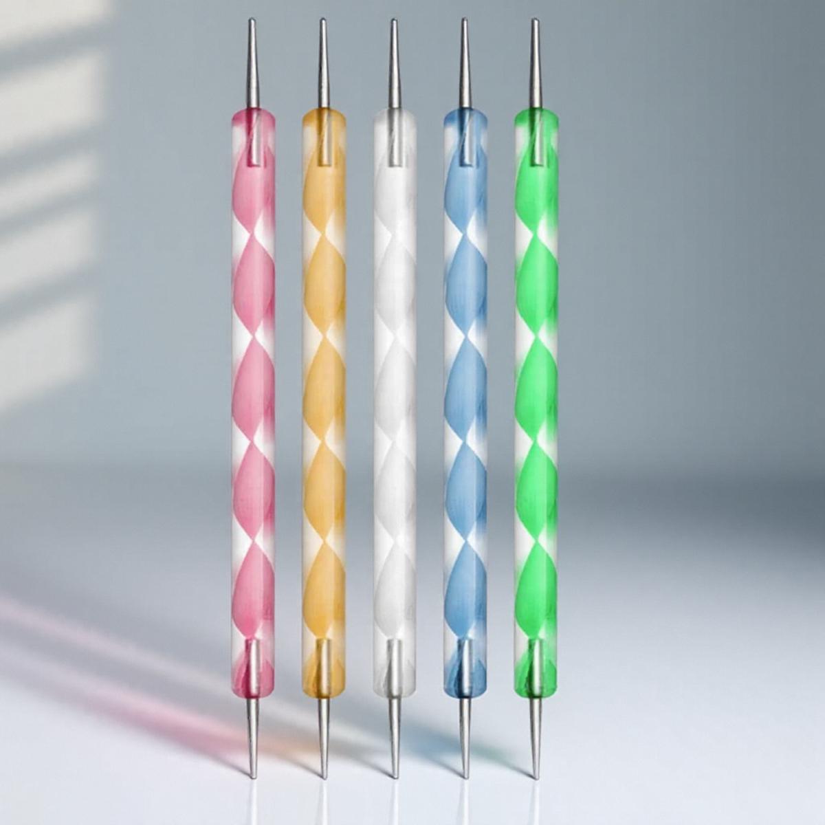 

5Pcs Acrylic Nail Art Dotting Pen Dual Head Brush Rhinestone Picker Nail Painting Tools for DIY Manicure