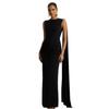 Spring Elegant European and American Women's Evening Gown - Sexy Backless Long Skirt with Flowing Ribbon