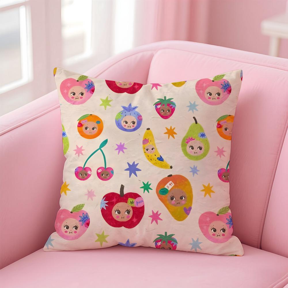 C-Cartoon Style Pattern1 Cushion Cover Pillow Case Soft Friendly Fabric & Concealed Zipper