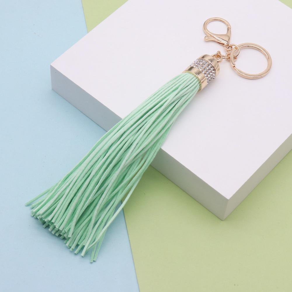 Cute Hanger Leather Tassel Keychain Alloy Pu Car Keyring Fashion DIY Bag Charm Men