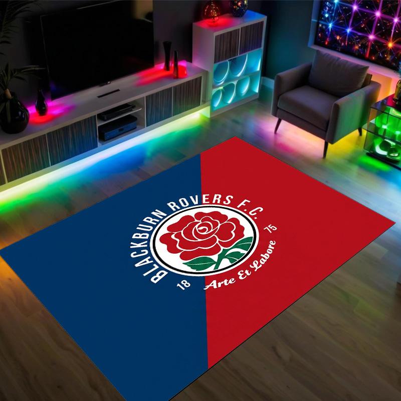 Blackburn Rovers Football Design Crystal Velvet Carpet Cozy Non?Slip Printed Rug For Bedroom Living Room Entrance