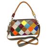 Women'S Handbag Color Leather Splicing Plaid Handbag One Shoulder Messenger Bag
