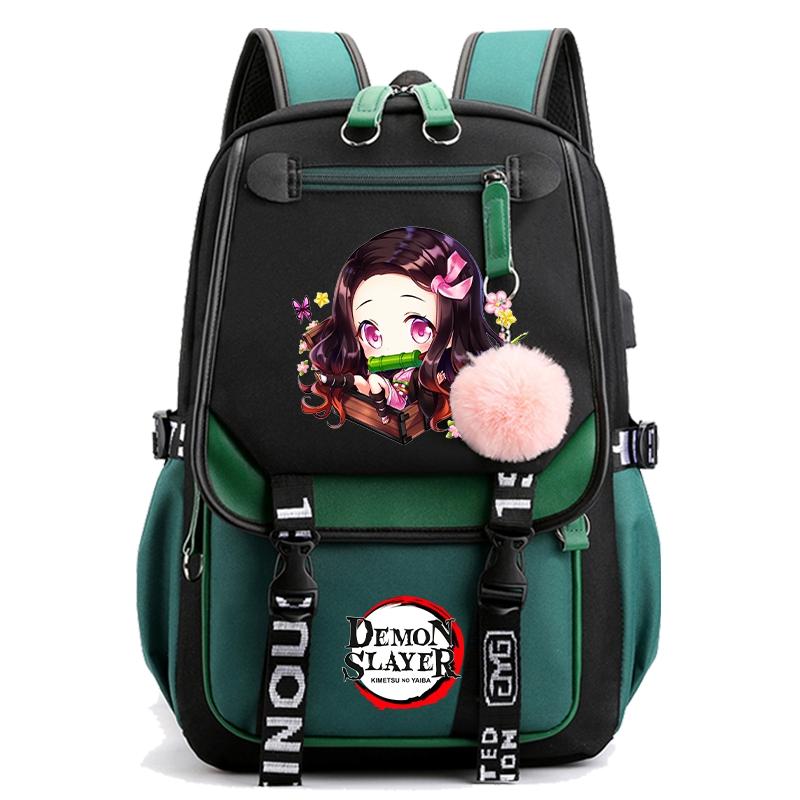 Anime Demon Slayer Backpack for Women Canvas Laptop Bag Back To Schoolbag for Teenager Girl Boy Schoolbag Men Women Travel Bag