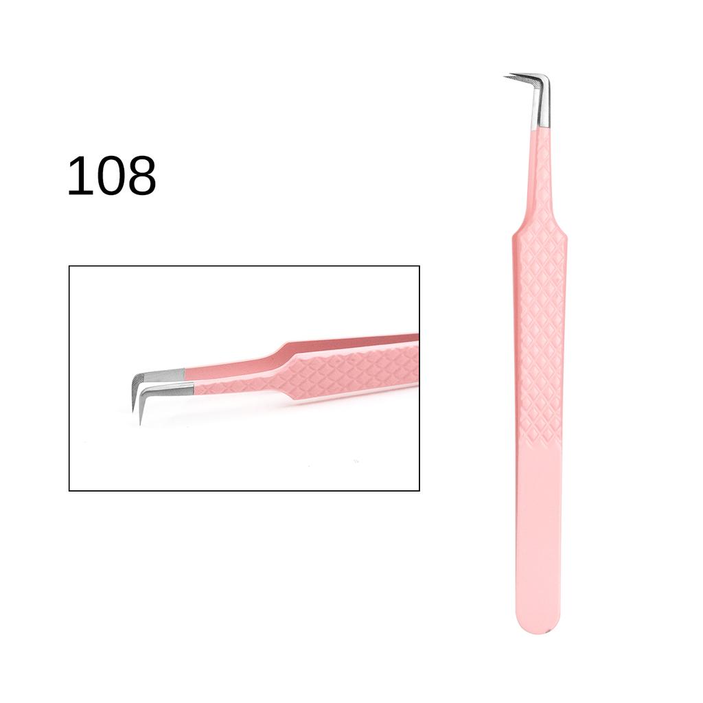 Custom Logo Pink Fiber Tip Lash Tweezers Volume Lash Tweezers Lash Tech 90 Degree Tweezers for Eyelash Extension(NO BOX)