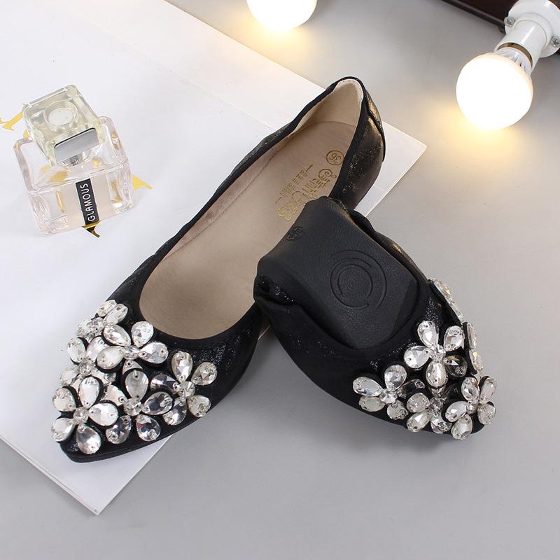 Pointed Toe Rhinestone Mary Jane Flats - Women's Autumn Soft Sole, Sizes 41-43