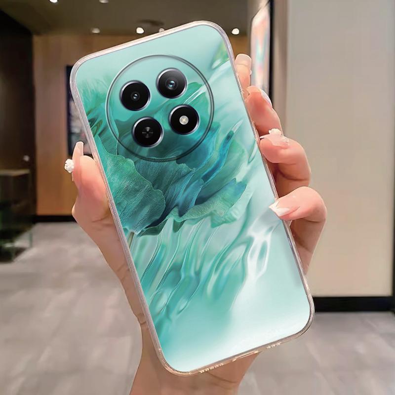 For Realme 12 4G 12+ 13+ Plus 13 Pro+ Plus 5G Case Fashion Flowers Painted Clear Silicone Phone Cover Fundas Funny Cat Couple