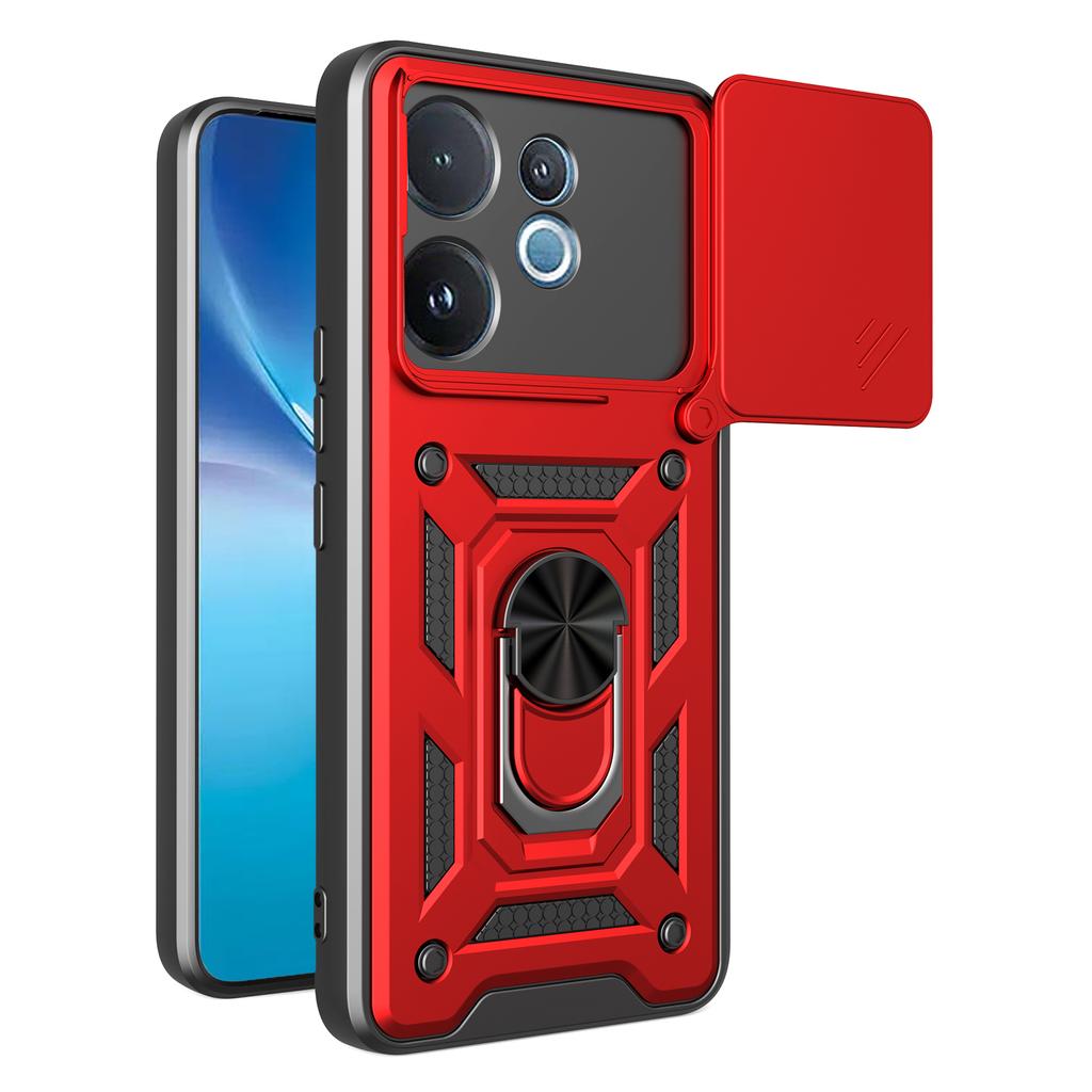 For vivo V60 5G Case with Slide Camera Lid PC+TPU Kickstand Phone Cover
