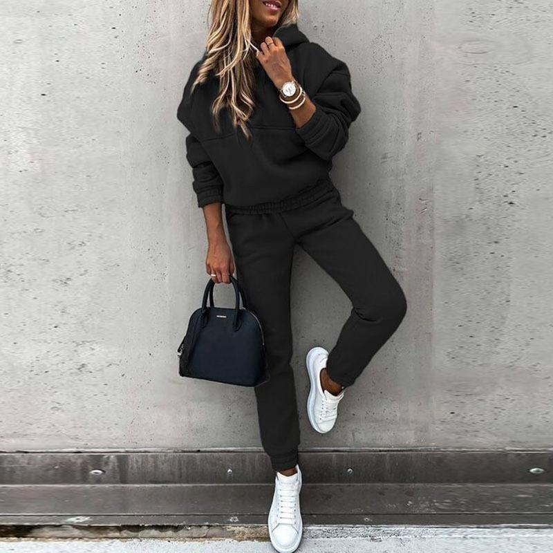 Autumn and Winter Long Sleeved Sports and Leisure Hoodie Set, Two-piece Set