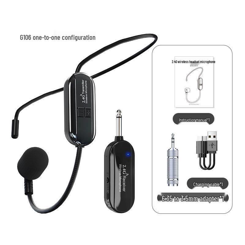 

2.4G Wireless Headset Microphone for Teachers & Guides - Bee Head-mounted Earphone Amplifier