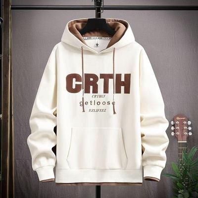 Sudadera con capucha holgada para hombre Guochao - Primavera/Otoño 2024 Sudadera de algodón estilo americano para chicos modernos
