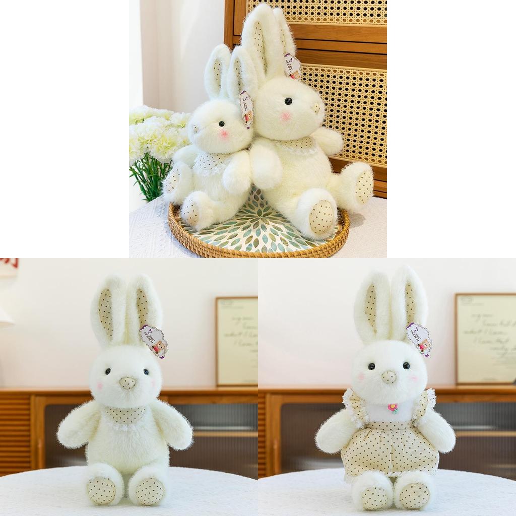 Cute Polka Dot Bunny Plush Toy With Pp Cotton Filling For Girls And Kids Gift