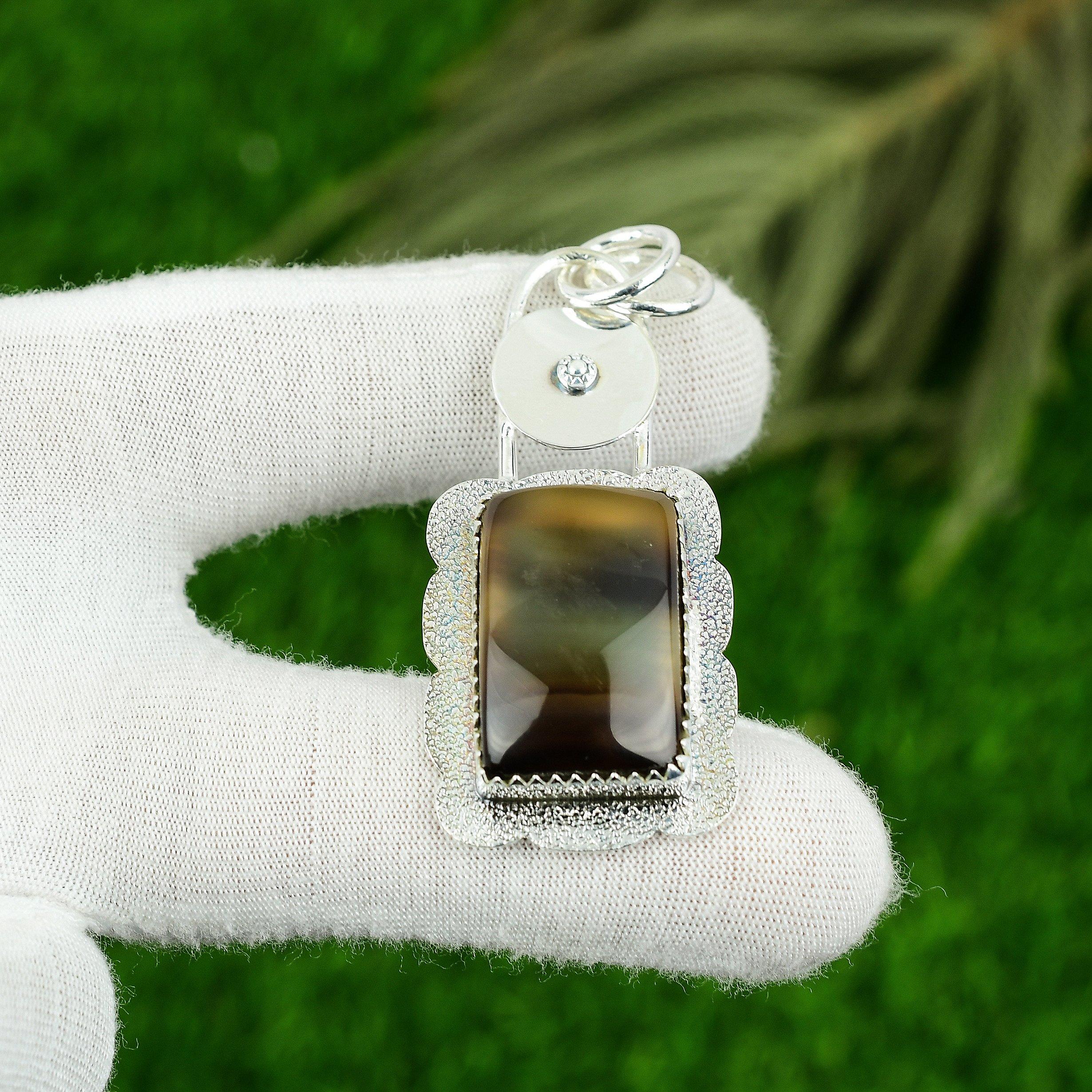 Mothers day Sale 925 Silver Montana Agate Stone Ethnic Daughter Artisan Pendant