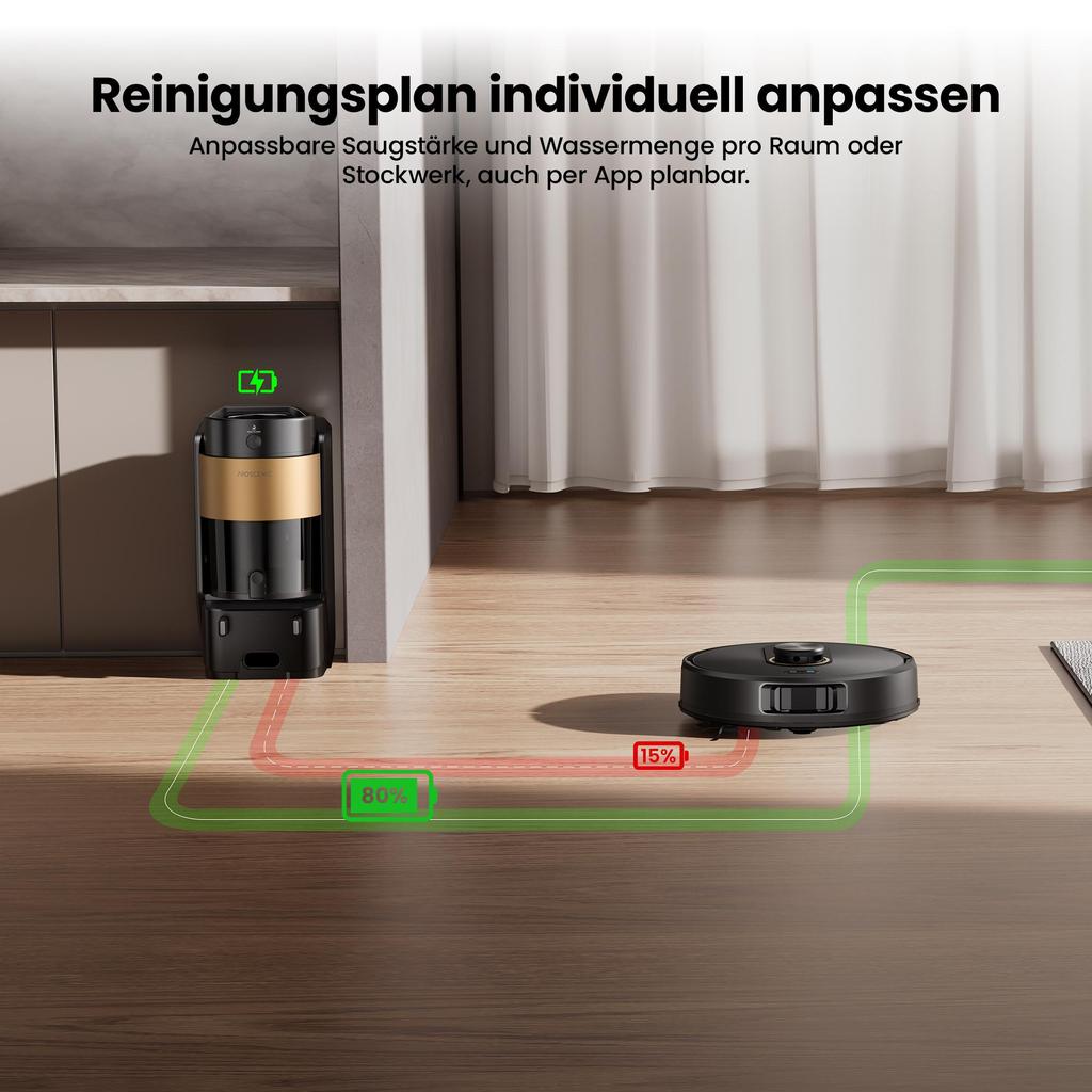 Proscenic Q20 Plus Robot Vacuum Cleaner 10000Pa, Vacuum Mop 2-in-1, 4L Bagless Auto Empty Station