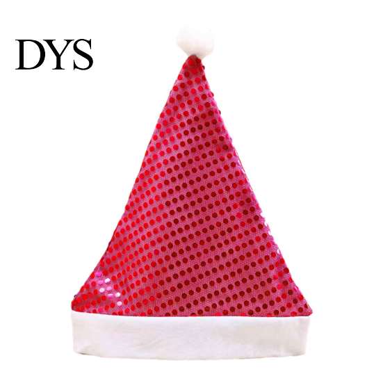 Christmas Hat with Pompom Sequined Santa for Adults, Sparkling Hat, Festive Party Comfortable Holiday Costume New Year Celebrations Adult