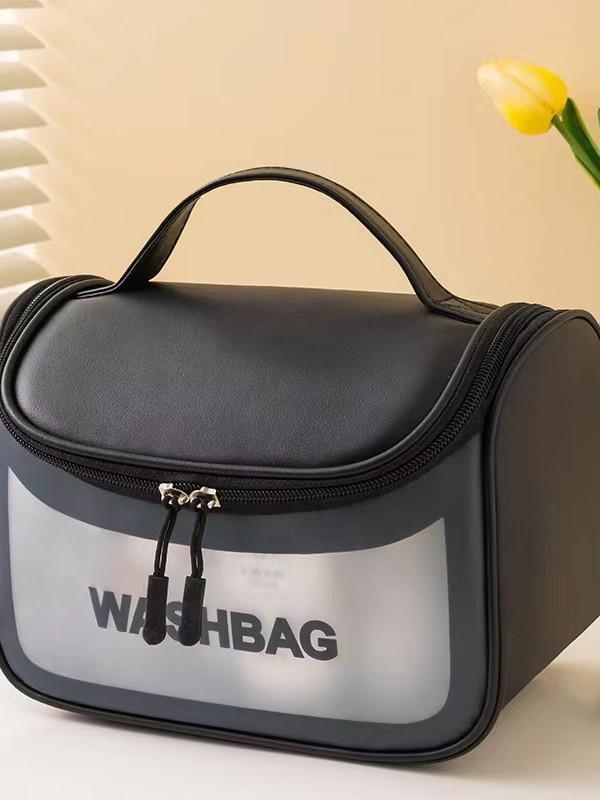 Large Capacity Frosted PVC Cosmetic Bag with Flip Cover
