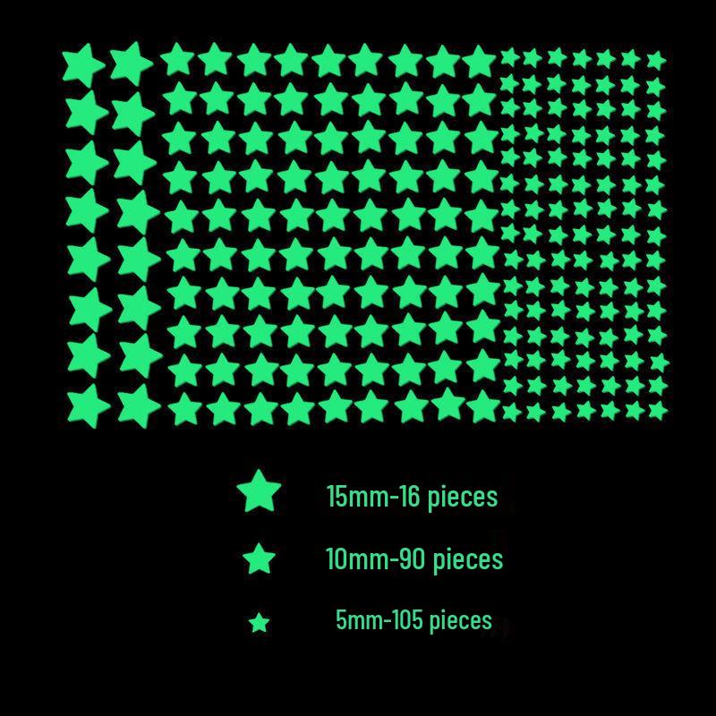 Luminous 3D Pentagram and Dot Glow Stickers for Children's Bedroom Decor