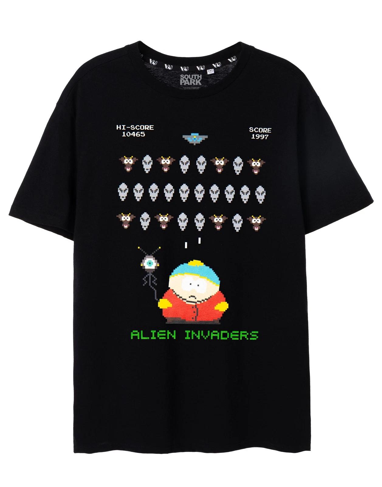

South Park Black Alien Invaders Short Sleeved 100% Cotton T-shirt Mens Tees Top Mens 2XL