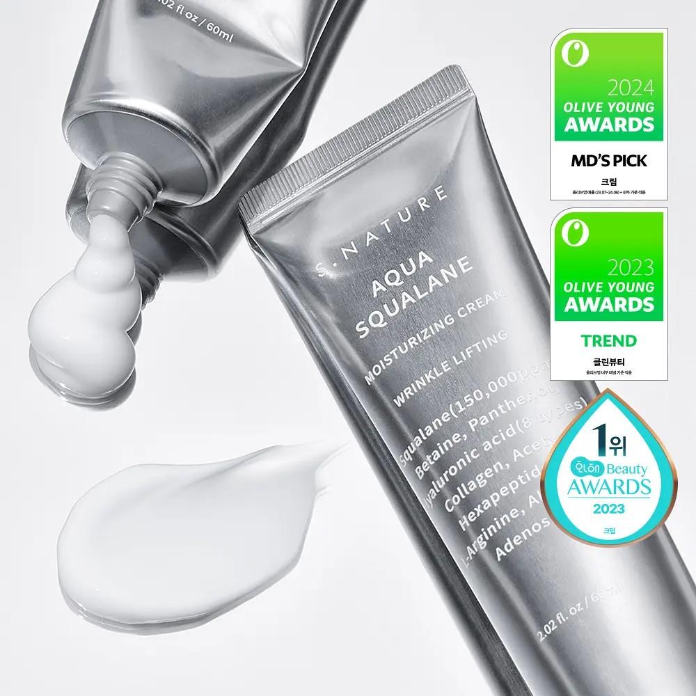 S.NATURE Aqua Squalane Moisturizing Cream Deep Hydration Barrier Care 60ml Double Set (60ml+60ml)
