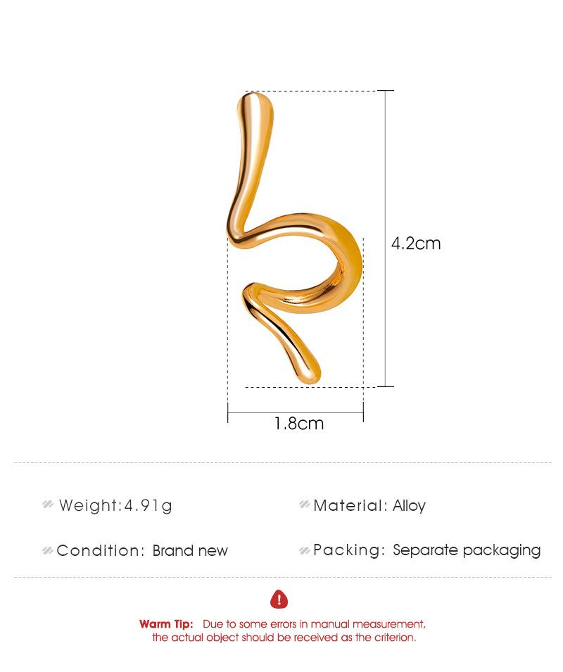 Gold Plated Asymmetrical Snake Ear Cuff with Drop, No-Piercing Serpent Wrap Earring for Women