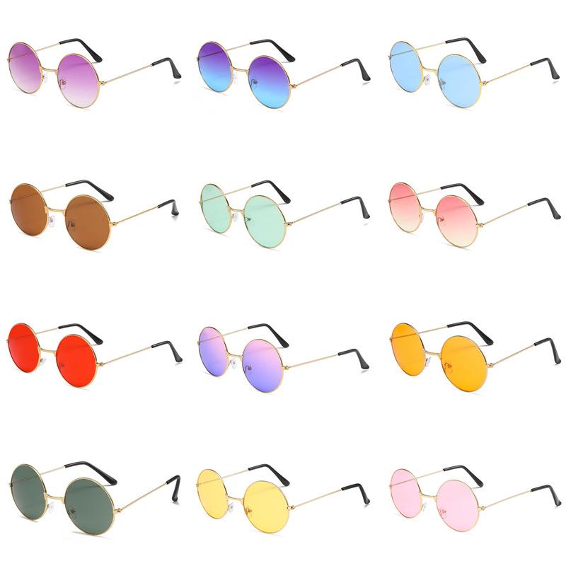 Retro Round Sunglasses with Ocean Lenses - Trendy Colorful Round Frame