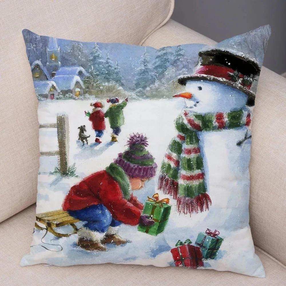 Christmas Themed Pillowcases Car Accessories Office Santa Claus Living Room Sofa Home Pillowcases