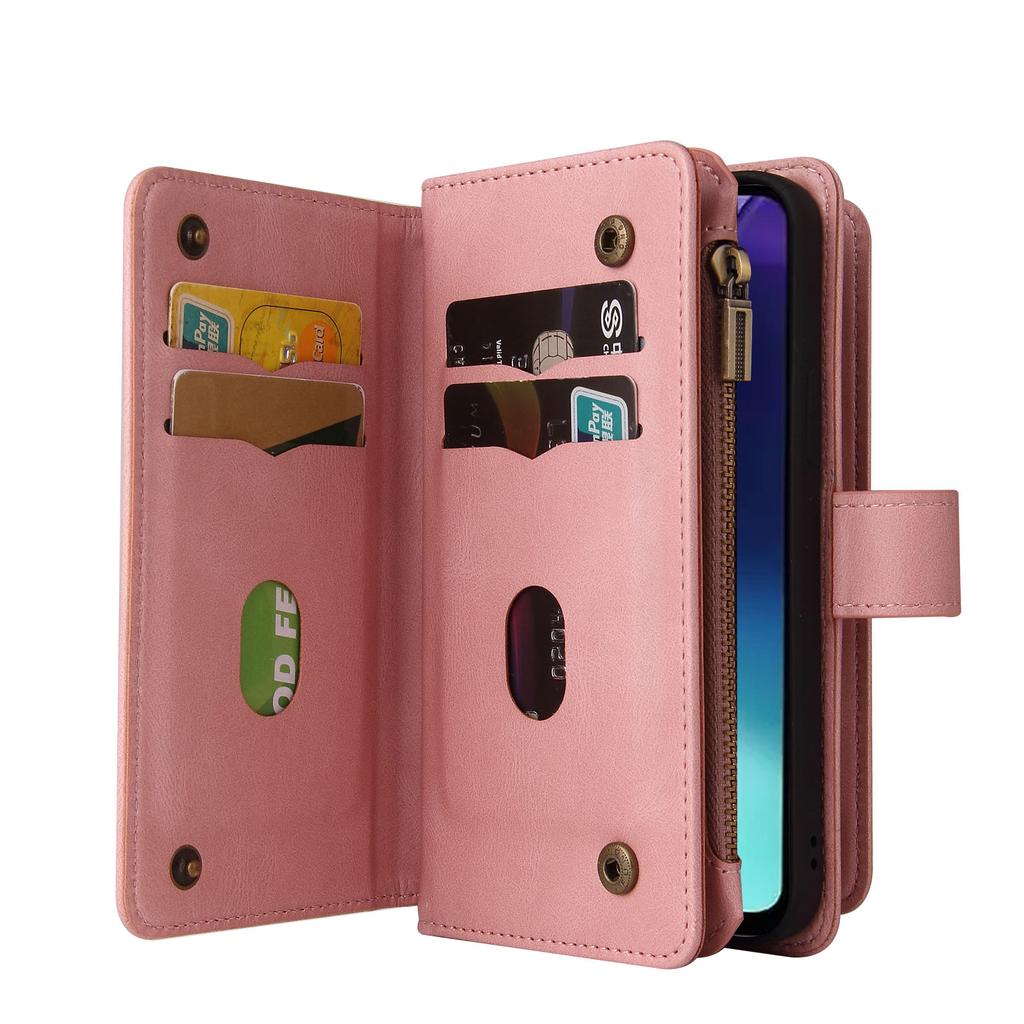 For Xiaomi Poco C75 4G/Redmi 14R 5G/14C 4G Zipper Wallet Case with 15 Card Slots and Strap Leather Phone Cover