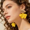 Women Boho Flower Earrings Lightweight Fabric Yellow Flower Ear Studs Holiday Earrings for Parties Beach Summer Vacation