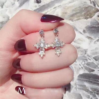 Ins más vendidos, joyería fina brillante, Plata de Ley 925, blanco claro, circón 5A, CZ, colgante de cruz de diamante, pendiente colgante para mujer