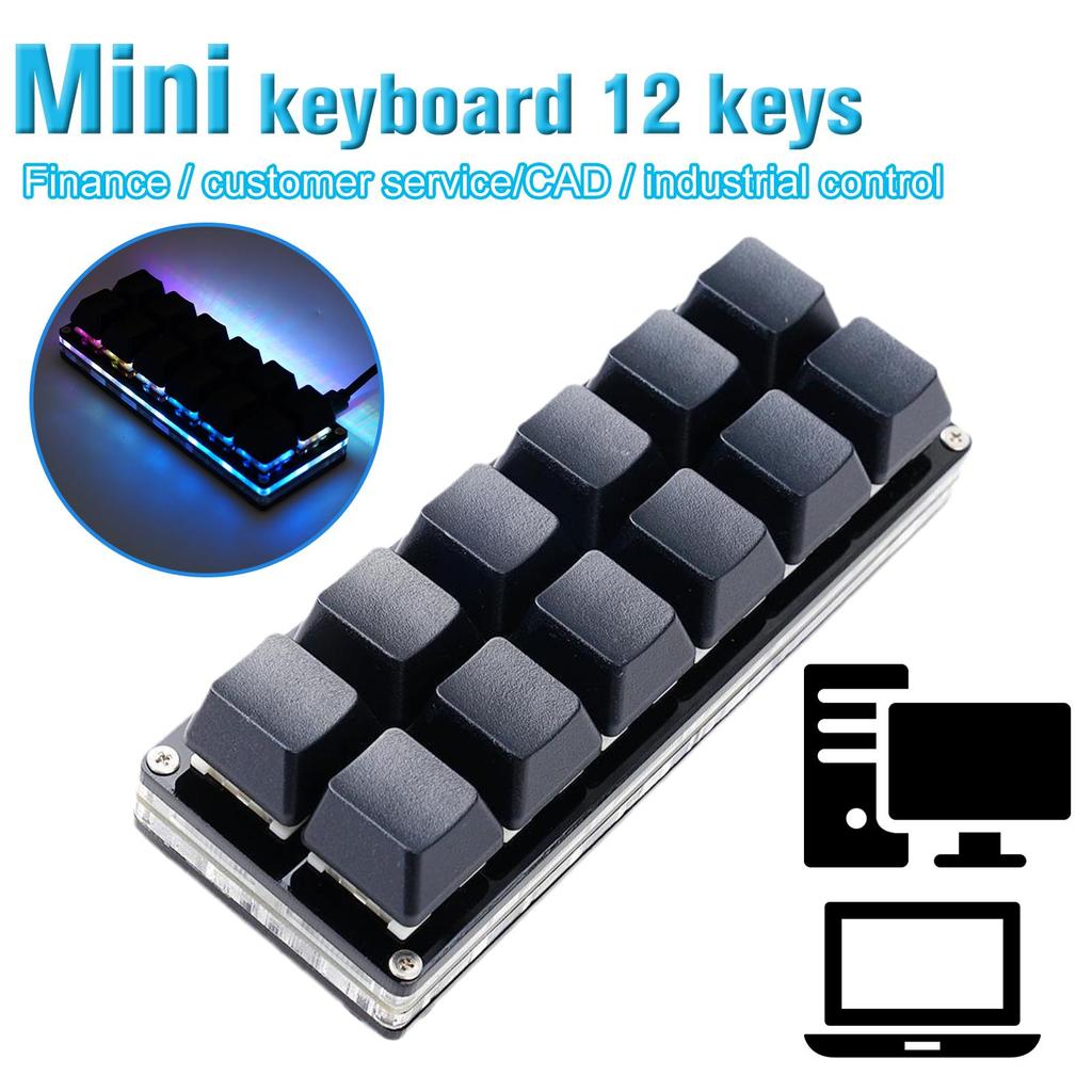 12 Keys Custom Mini Keypad Black With RGB Light USB OSU Programmable Mechanical Keyboard Macropad For Office Gaming E3S9