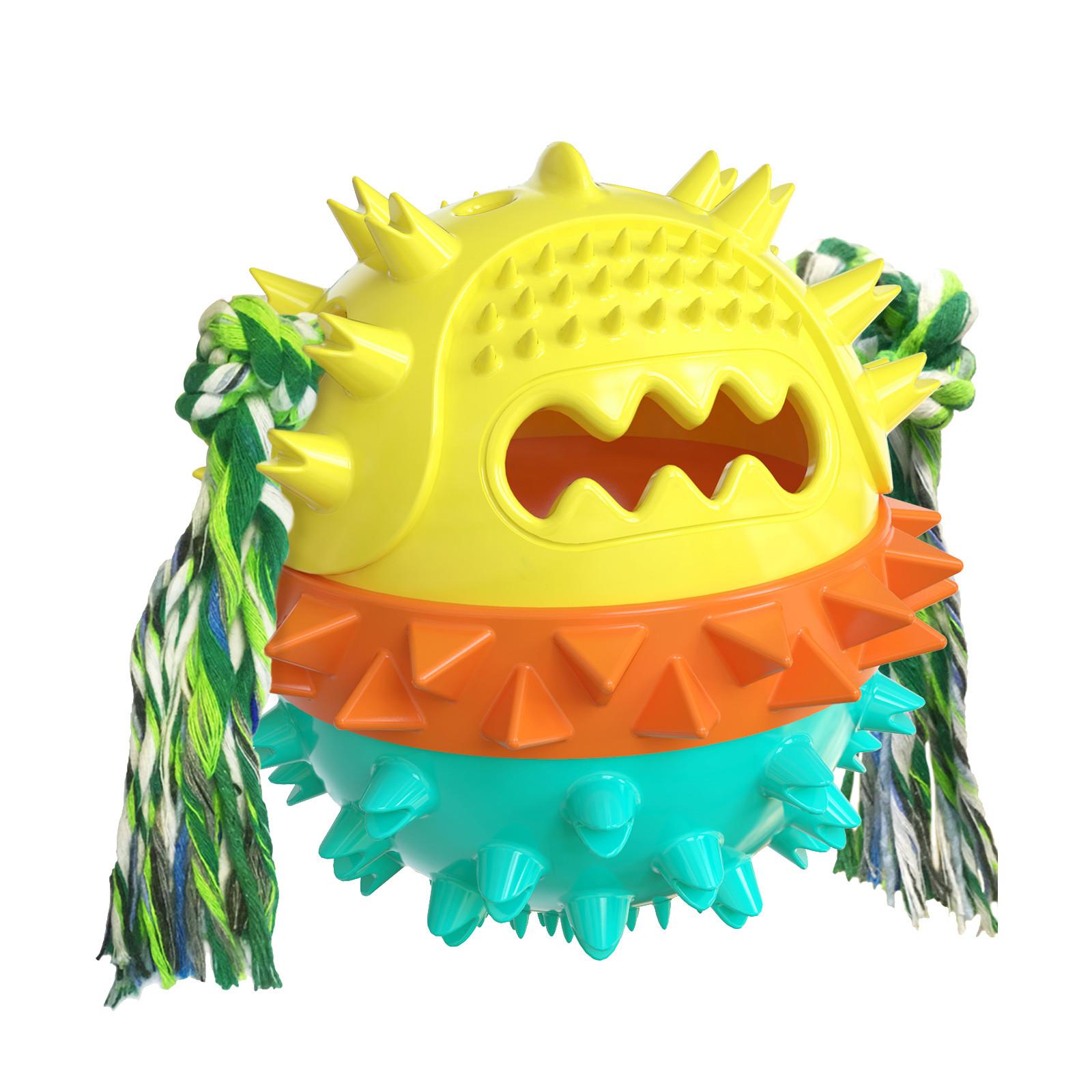 Interactive Tough Puppy Toy With Rope, Molar Squeaky Bouncing  Ball Toy