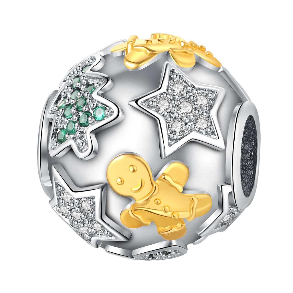 925 Silver Winter Snowflake Christmas Pendants Bracelet Charms Fit Women Jewelry Party Beads DIY Fine Gifts Accessories