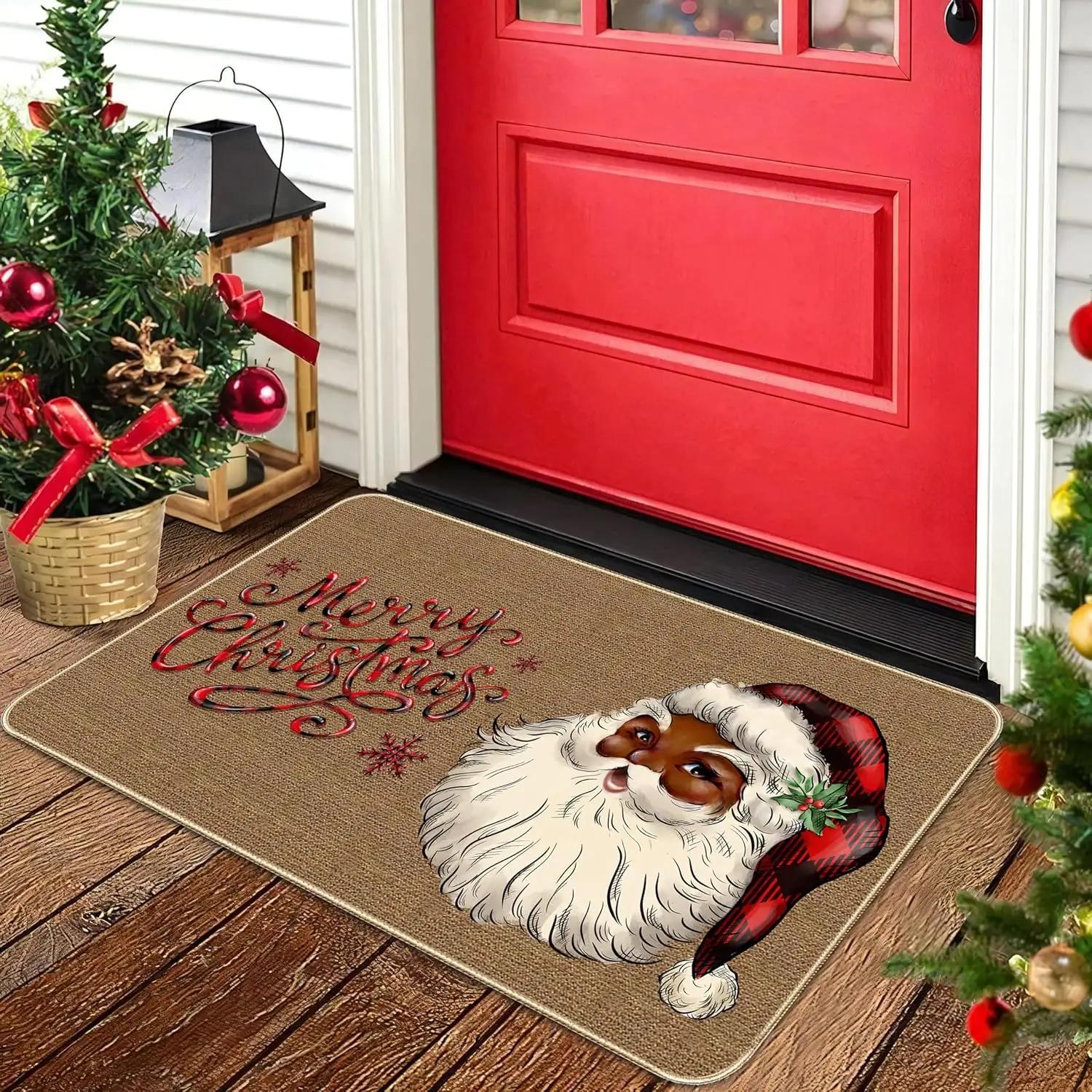

VIKAMA Christmas Day Atmosphere Decoration Soft Comfortable Crystal Velvet Carpet Living Room Bedroom Cloakroom Rugs Home Decor 40x 60cm