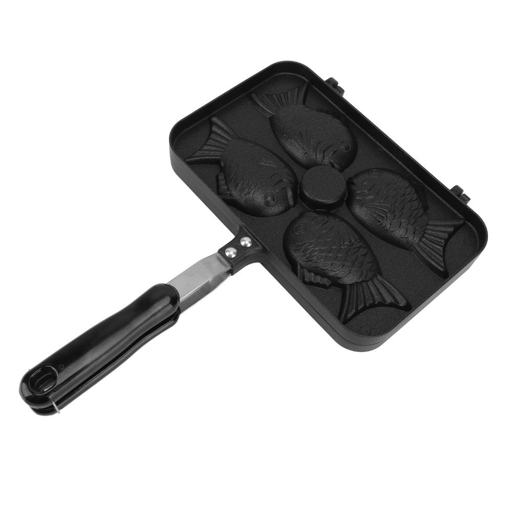 4 Fächer Fischform Taiyaki Bratpfanne Doppelseitige Taiyaki Bratpfanne Touristisches Picknick