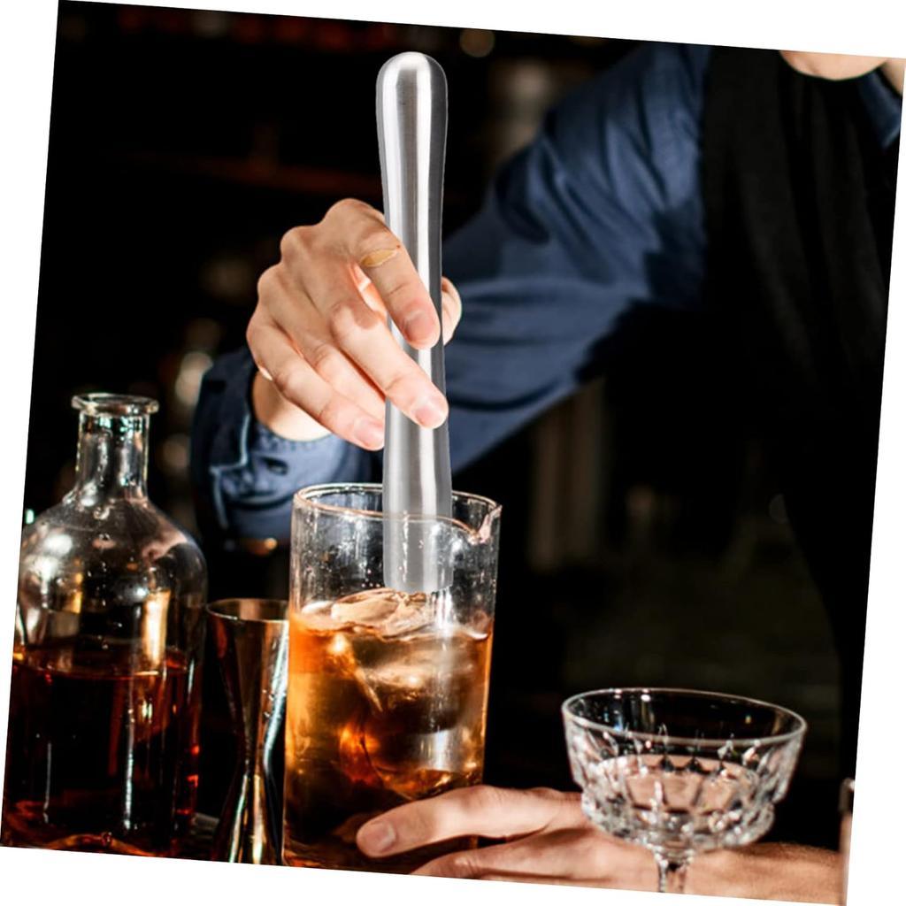 Stainless Steel Stick Ergonomic Lemon Hammer for Muddling Beating Crushing Bartending Accessory for Home Bar Restaurant Design 22.5cm