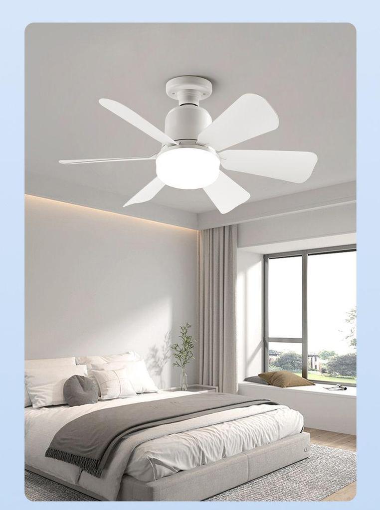Silent Flower Pattern LED Ceiling Fan with E27 Base, Six Detachable Blades for Home, Bedroom, and Living Room.