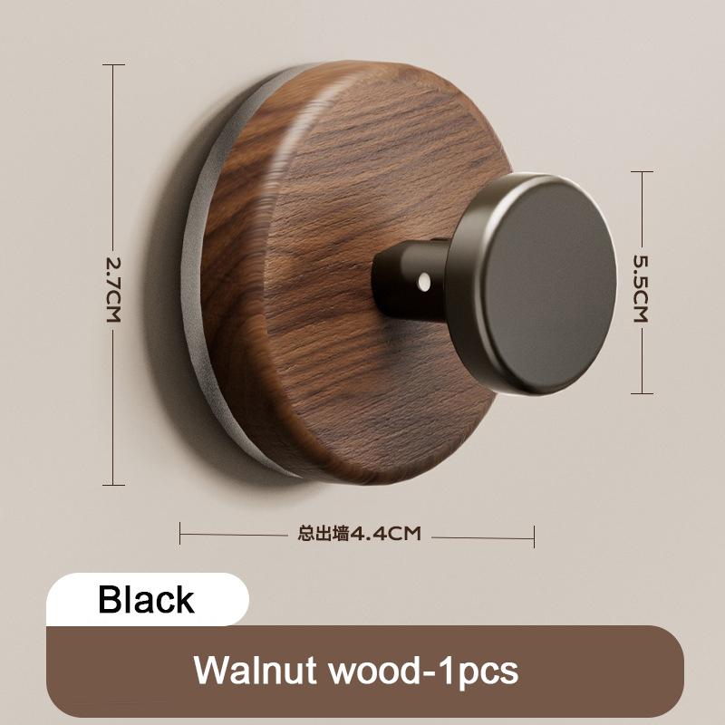 

1/4pcs Walnut Wood Suction Cup Hooks Keys Decor Hook Clothes Bag Bathroom Robe Towel Hanger Storage Hook Cabinet Drawers Handle