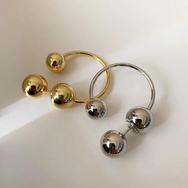 Modischer Temperament-Charme Metall-Creolen-Ohrring Persönlichkeit Runde Perlenkugel Hängende Ohrringe Für Damen Mädchen Schmuck Geschenk
