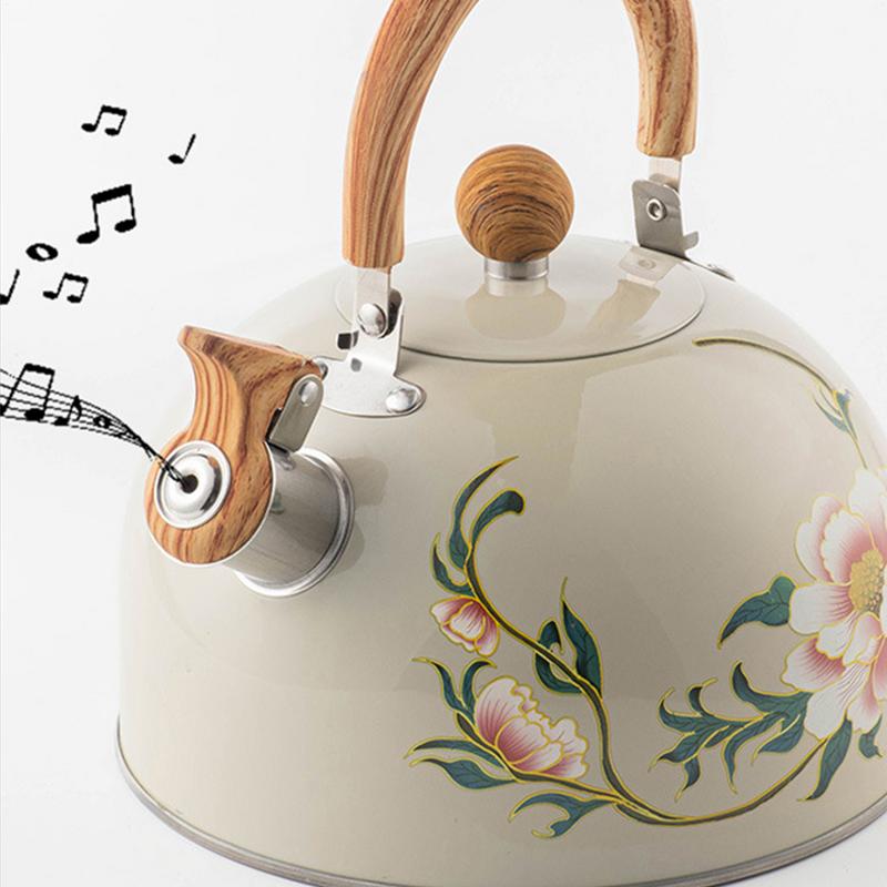 3L Whistle Kettle Electroplated Bronze Handle Whistle Coffee Tea Kettle Universal Gas Induction Cooker Kitchen Water Kettle