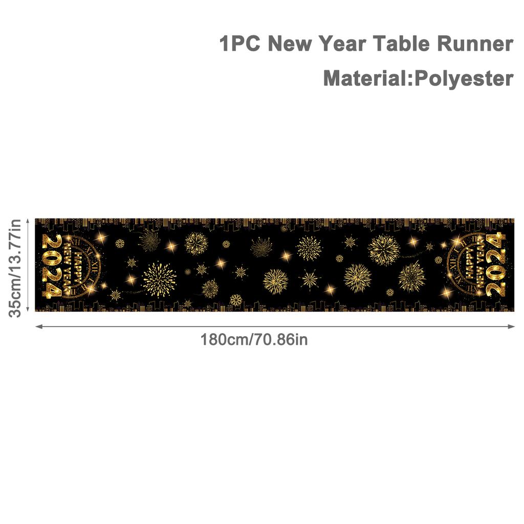 2024 New Year Party Backdrop Firework Clock Bokeh Champagne Photocall Celebrate Banner Boy Girl Adult Backgrounds Decoration