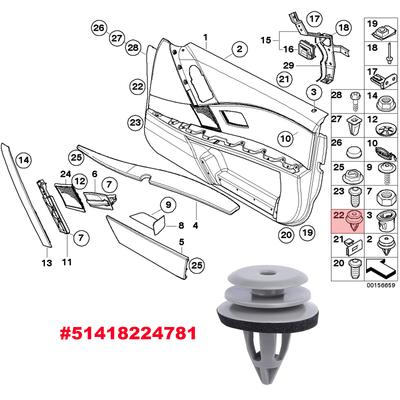 20x Interior Door Card & Trim Panel Fastener Clips For BMW E88 F45 E36 E46 E90 E91 F32 F33 F82 E60 E61 X1 E84 X3 E83 51418224781