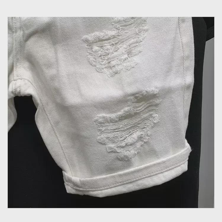 Men's Trendy Ripped Solid Color Slim Denim Shorts