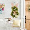 Easter Wreaths for Front Door 19.6 Inch Artificial Easter Bunny Decor Front Door Wreath with Flower and Bow for Porch Indoor