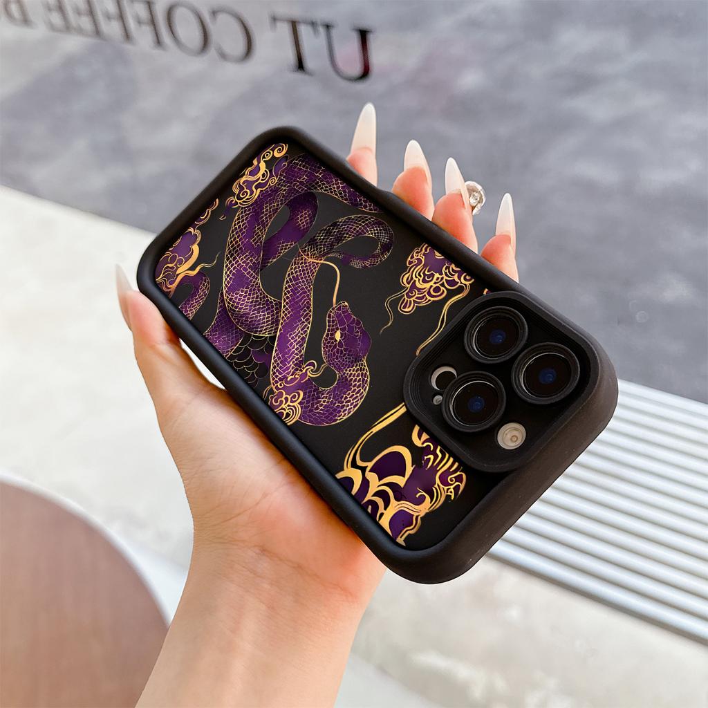 Purple Snake Pattern Soft TPU Phone Case for iPhone 17 Air 16 15 14 Pro Max Plus 13 12 Mini 8 7 X Xs Back Cover