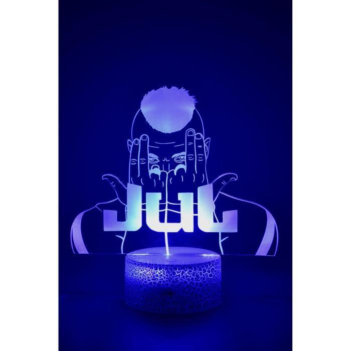 Lampe De Chevet 3D LED Jul Rappeur Marseille,Veilleuse Changement De Couleurs, Lampe Tactile Bureau Et Chambre Enfant Ado, Ambiance