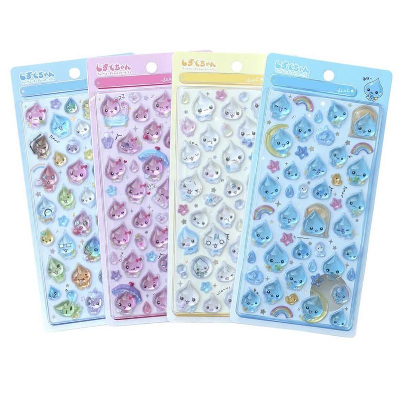 1/6Pcs Cute Small Water Drop 3D Crystal Stickers Cartoon Sparkling Raindrop Crystal Drop Glue Diy Decorative Stickers Gifts