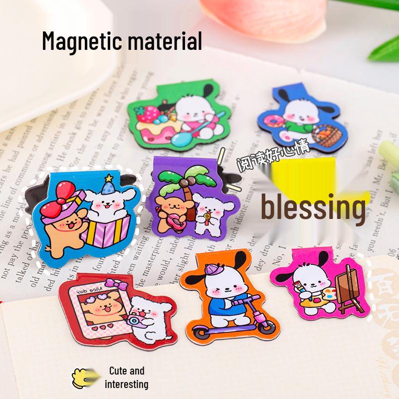Cute Double-Sided Cartoon Alien Magnetic Bookmarks - Irregular Paper Markers for Students