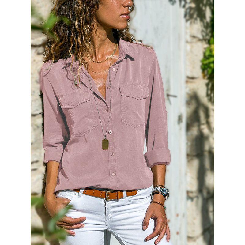 Ladies Shirts Lapel Long Sleeve Shirts Women's Shirt Lapel Long Sleeve Shirt